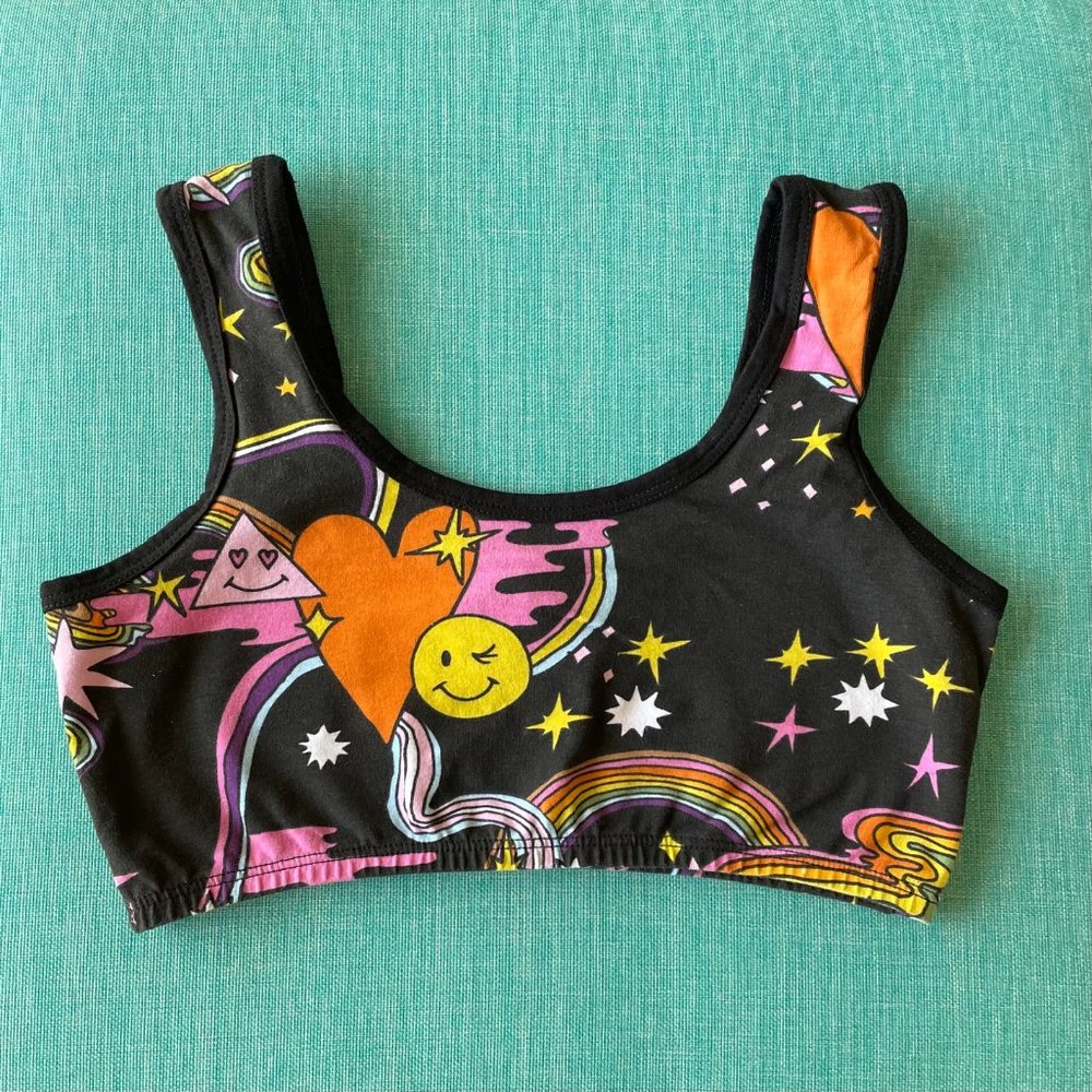 Nooworks Soft Bra Crop Top Better Days Print Rainbows & Stars Size M
